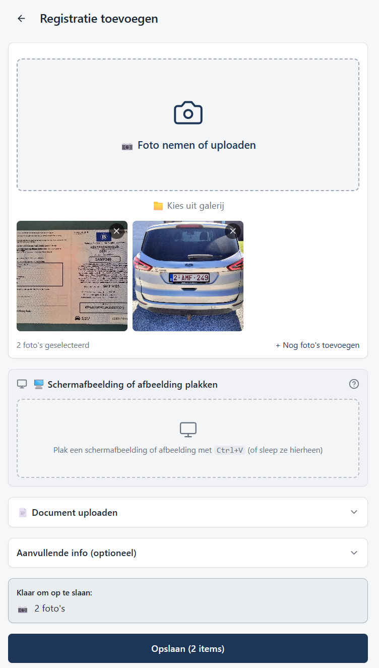 Nieuwe registratie